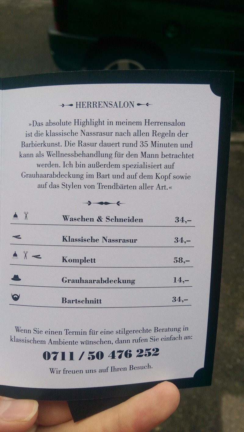 TIMI Der Barbier Preisliste