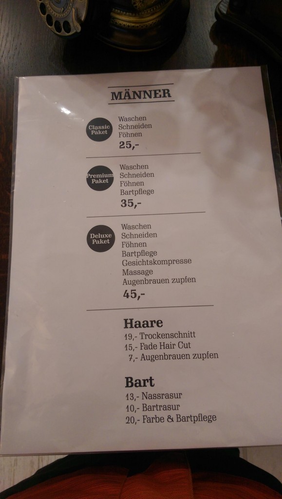 Barbershop - The gentleman's Club Preisliste