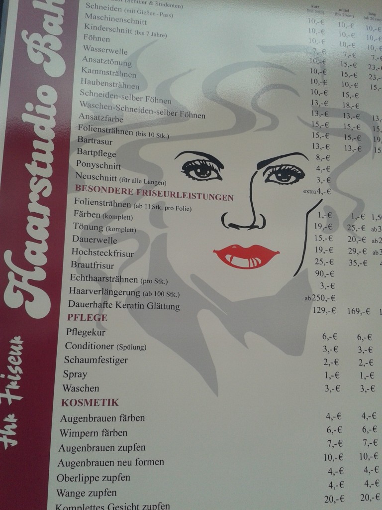 Haarstudio Bahar Gießen Preisliste