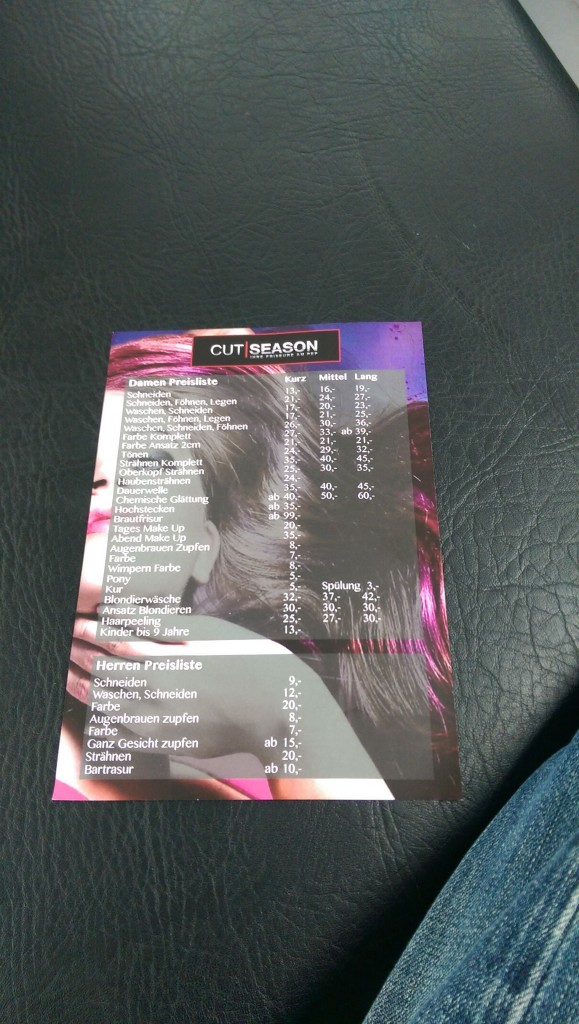 Cut Season München Preisliste