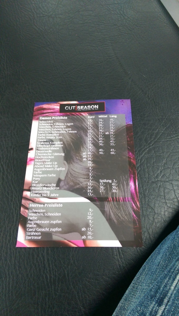 Cut Season München Preisliste
