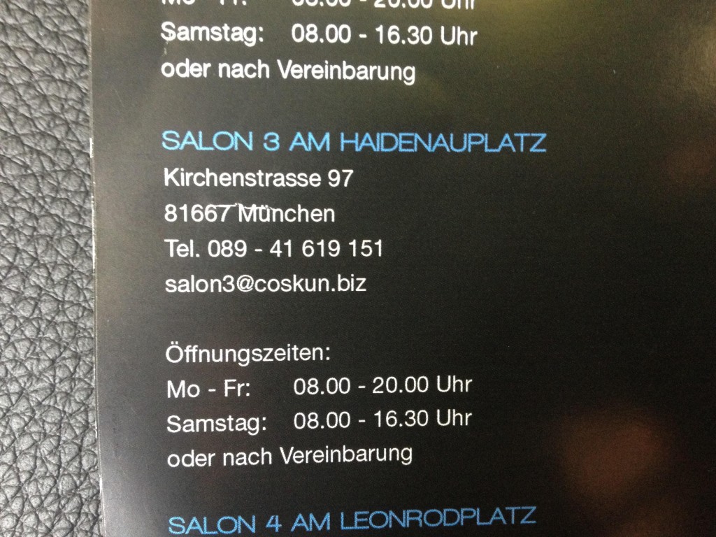 Coskuns, Salon 3 München Öffnungszeiten