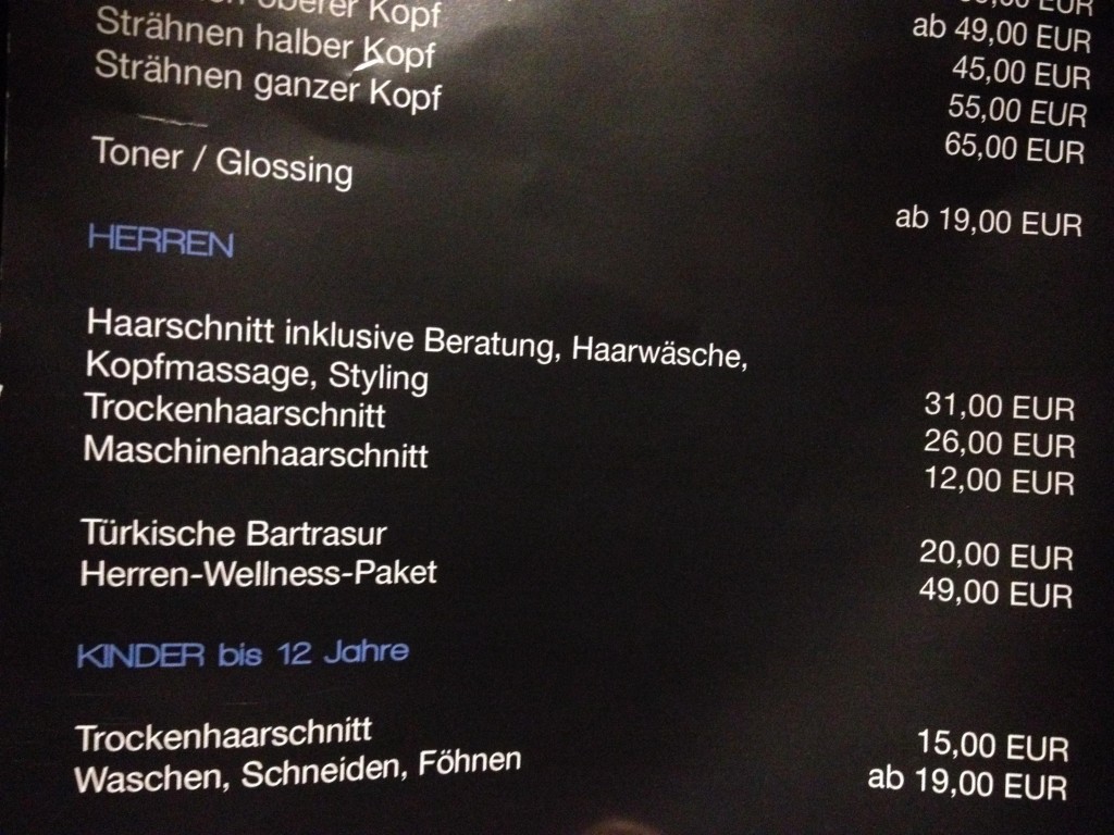 Coskuns Salon 5 Preisliste