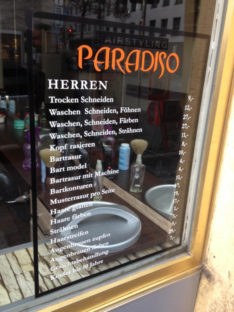 Hairstyling Paradiso Preisliste
