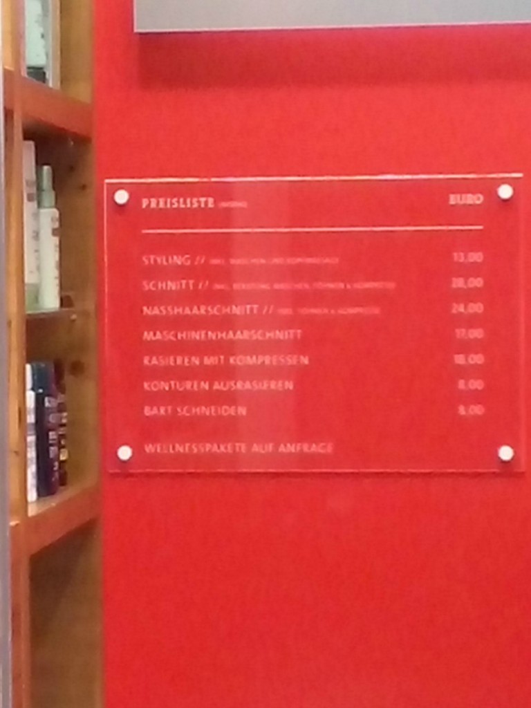 Barber Shop Preisliste